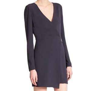 Halston Heritage Black Long Sleeve Wrap Front V-Neck Mini Dress Size 12